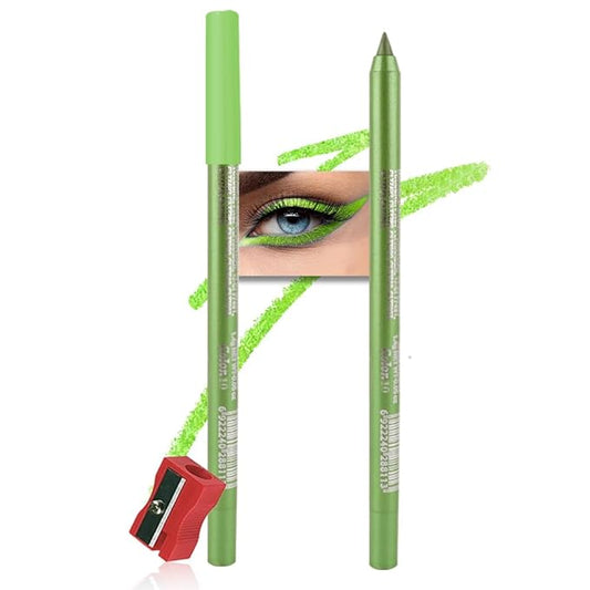 evpct Apple Green Gel Eyeliner Pencil for Women Waterline Waterproof Smudge Proof Eye Makeup Liners, Green Mascara Eye Liner Gel Liner Eyeliner with Sharpener delineador de ojos contra el agua 10