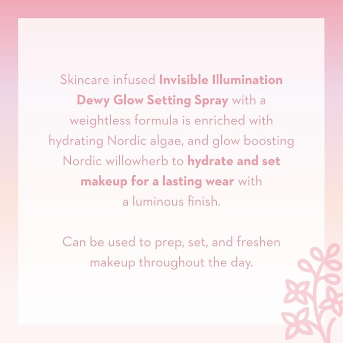 Lumene Invisible Illumination Dewy Glow Setting Spray - Facial Spray for All Skin Types - Makeup Primer & Dewy Setting Spray - Refreshing Face Mist (3.4 fl oz)-VivaGrace Women