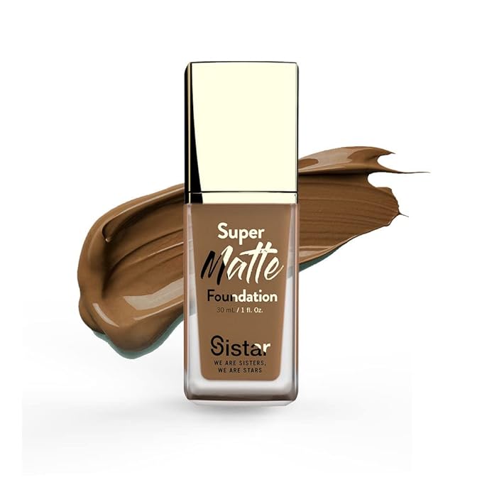 Sistar Super Matte Foundation Perfecting Liquid Foundation Full Coverage Control Shine Weightless Longwearing 30 mL / 1 fl. oz. (Rich)-VivaGrace Women