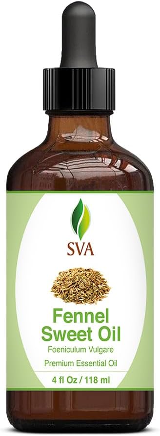 SVA Sweet Fennel Essential Oil – 4 Fl Oz – 100% Natural Fennel Oil - for Diffuser, Hair Care, Face, Skin Care, Aromatherapy, Scalp and Body Massage, Soap and Candle Making – with Dropper-VivaGrace Women