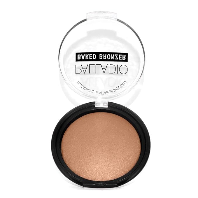 Palladio Baked Bronzer, Highly Pigmented and Easy to Blend, Shimmery Bronzed Glow, Use Dry or Wet, Lasts all day long, Provides Rich Tanning Color Finish, Powder Compact, Caribbean Tan-VivaGrace Women