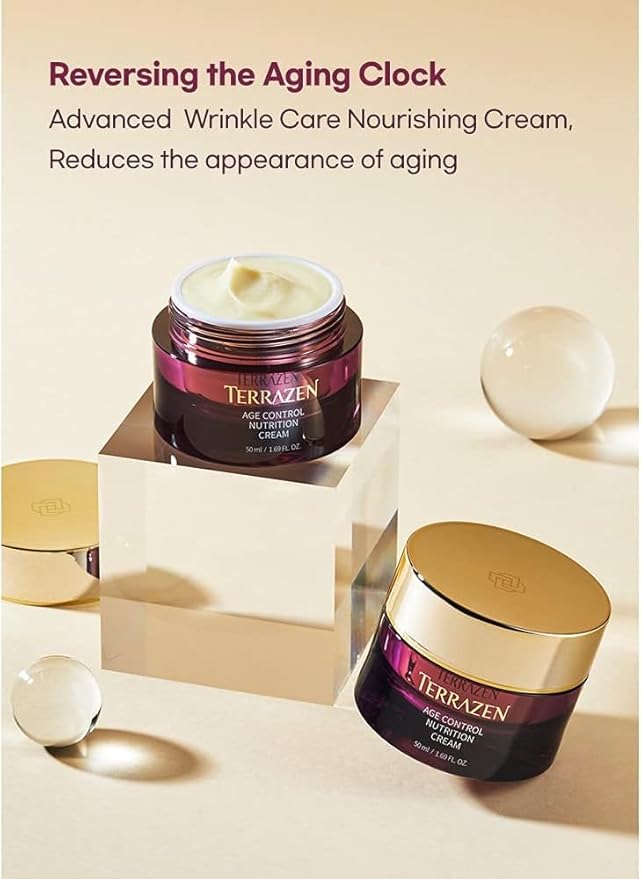 Terrzen Korean Face Cream Age Control Nutrition, 1.69 fl.oz. (50ml), Reduce Wrinkle, Hyaluronic Acid + Plant Stem Cell + Real Protein + Plant Squalane-VivaGrace Women