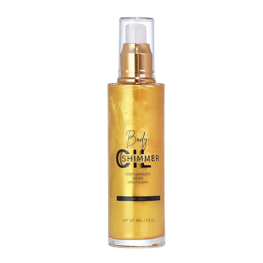 Shimmer Body Luminizer 5 Color Waterproof Smooth Face Body Glow Illuminator Non-sticky Liquid Body Highlight Illuminator for Face & Body & Leg (80 ML, 02 Gold)-VivaGrace Women