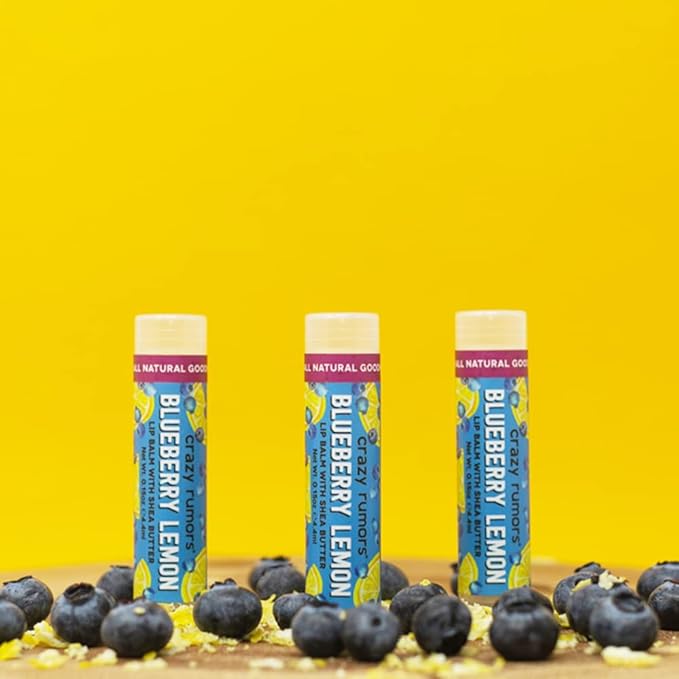 Crazy Rumors Blueberry Lemon Lip Balm. 100% Natural, Vegan, Plant-Based, Made in USA (1-Pack)-VivaGrace Women