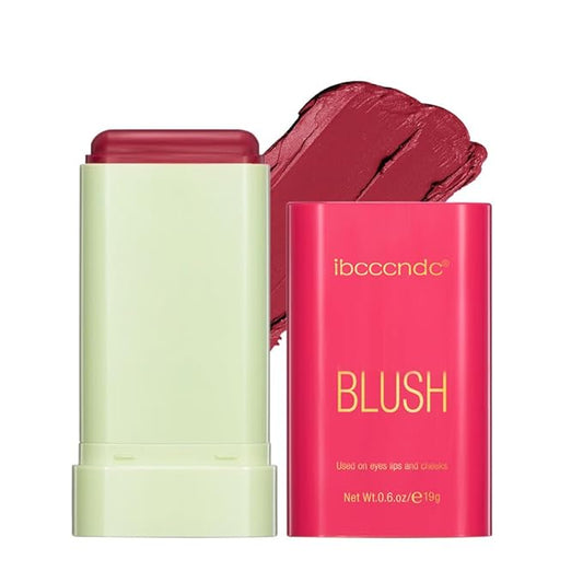 Multi-Use Makeup Blush Stick, Cream Blush Stick, Tinted Solid Moisturizer Stick for Cheek & Eyes & Lips, Waterproof Natural Nude Makeup, Suitable for All Skin (2#Hot Red)-VivaGrace Women