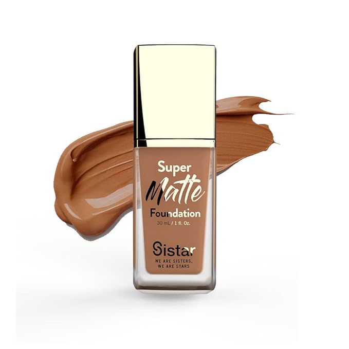 Sistar Super Matte Foundation Perfecting Liquid Foundation Full Coverage Control Shine Weightless Longwearing 30 mL / 1 fl. oz. (Mahogany)-VivaGrace Women