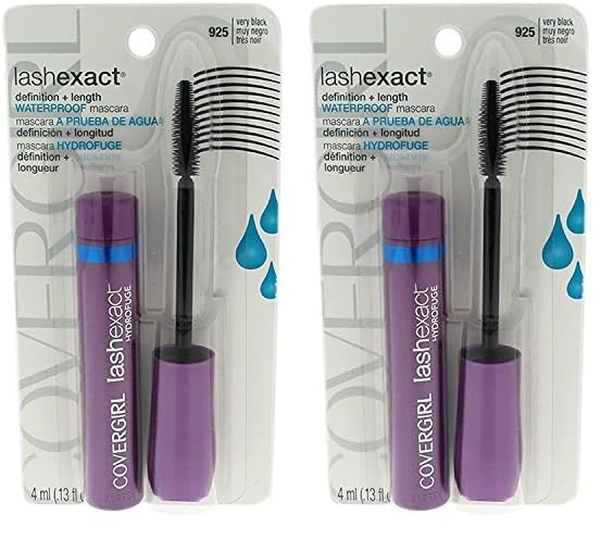 COVERGIRL Lash Exact Mascara Waterproof, Very Black, .44 Oz (packaging may vary) (Pack of 2)