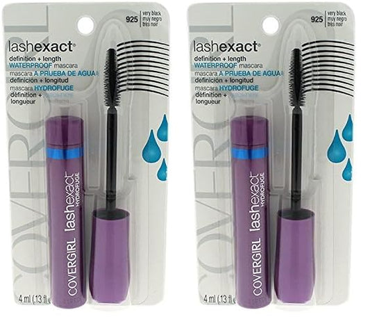 COVERGIRL Lash Exact Mascara Waterproof, Very Black, .44 Oz (packaging may vary) (Pack of 2)