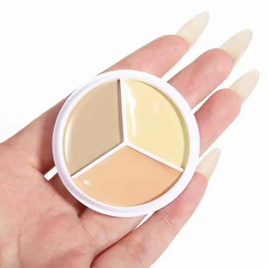 Kaely Tri Color Concealer Pot,Color Correcting Concealer for Dark Circles Spots,3 Color Cream Concealer Full Coverage,Foundation Contour Makeup Palettes,under Eye Brightener corrector de ojeras,03-VivaGrace Women