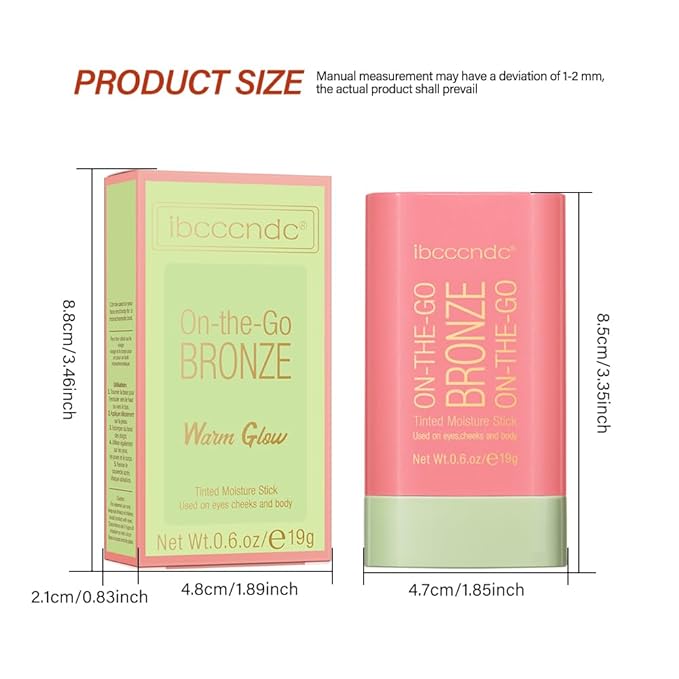 Multi-Use Makeup Bronzer Stick for Effortless Glow - Hydrating Solid Moisturizer with Natural Bronze Tint for Eyes, Lips & Cheeks (# 1Warm Glow)-VivaGrace Women