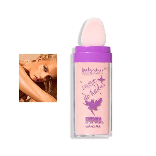 AKARY Shimmer Highlighter Powder, Fairy Polvo De Hadas Highlighter Powder & Blush Stick, Instant Glow Luminizer Duo, Glitter Body Face Hair High Gloss Stick, Sparkle Smudge-Proof Highlighter Stick Party Makeup (B1- #2)-VivaGrace Women