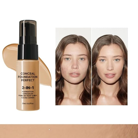 6 Colors Liquid Foundation Long-Lasting,Poreless Liquid Oil Concealer Foundation For All Skin Type,Waterproof & Sweat-Proof,Easy To Push Away,Flawless Finish Foundation,Balanced Skin Color-VivaGrace Women