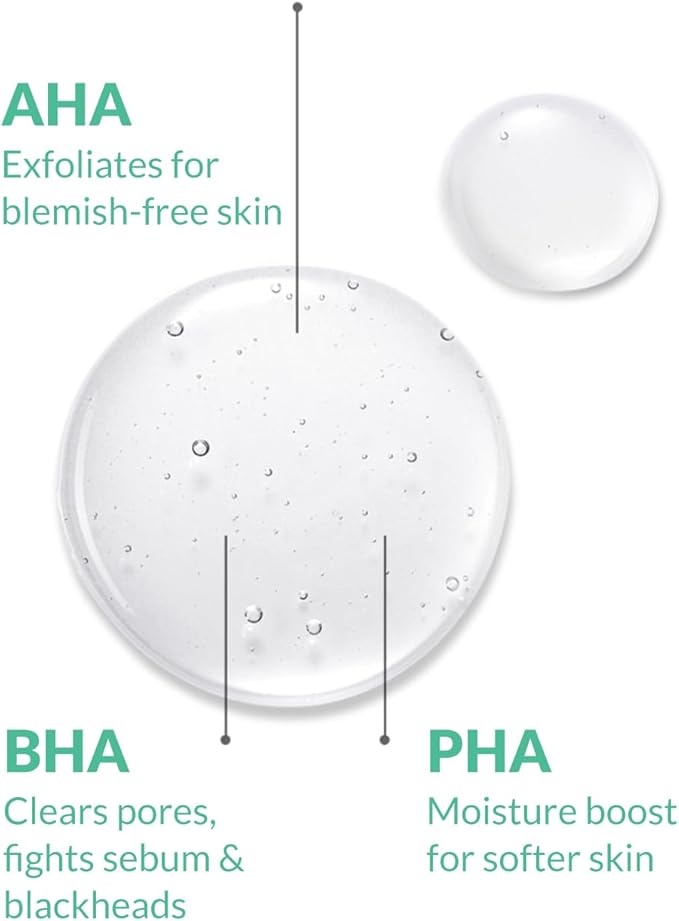 AHA BHA PHA Purifying Refresh Toner - Skin Trouble Eraser, Immediate Exfoliation & Sebum Removal - Contains Niacinamide for Breakouts - Removes Blocked Sebum & Dead Skin Cells, 6.76 f l. oz-VivaGrace Women