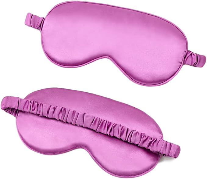 100% Natural Mulberry Soft Silk Sleep Mask, Light Blocking Eye Masks For Sleep, Night Blindfold Eye Mask Cover For Men And Women, Sleeping Night Mask For Travel (Purple)-VivaGrace Women