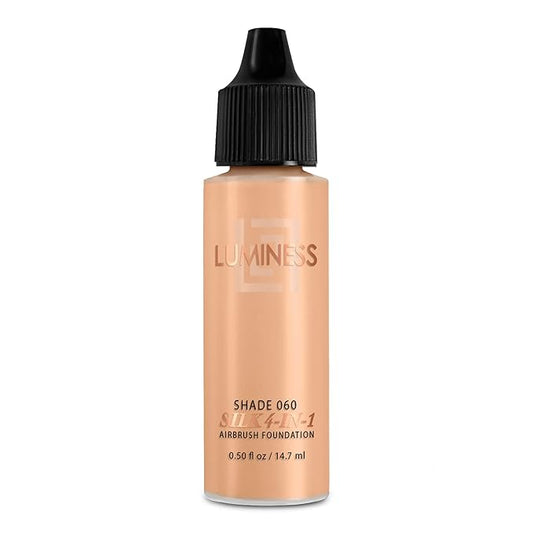 Luminess Air Silk 4-In-1 Airbrush Foundation- Foundation, Shade 060 (.5 Fl Oz) - Sheer to Medium Coverage - Anti-Aging Formula Hydrates and Moisturizes - Professional Makeup Kit for Cordless Air Brush-VivaGrace Women