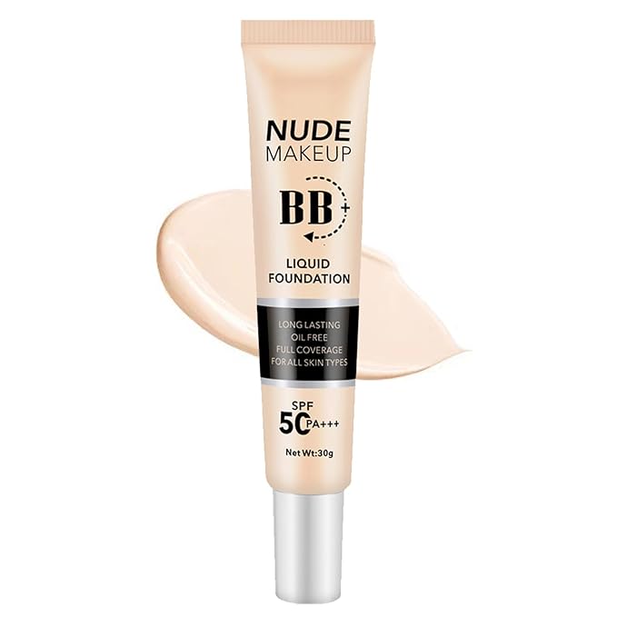 BB Cream with SPF 50, BB Cream Full Coverage, Hide Pores Blemishes, Nude Makeup Base, Even Skin Tone, Long Lasting Oil Control, Hydration BB Cream, Natural Finish for All Skin Types (Ivory)-VivaGrace Women