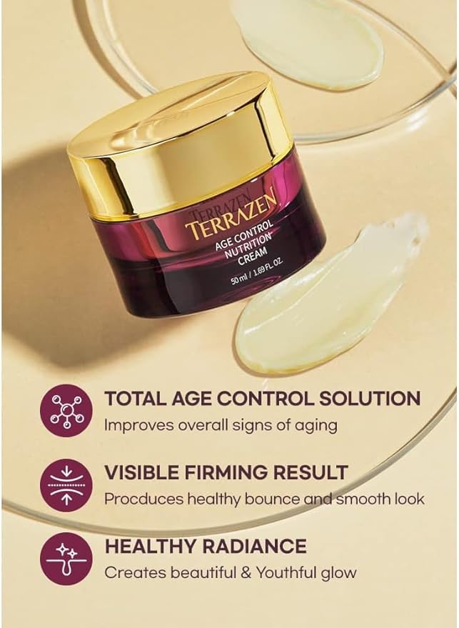 Terrzen Korean Face Cream Age Control Nutrition, 1.69 fl.oz. (50ml), Reduce Wrinkle, Hyaluronic Acid + Plant Stem Cell + Real Protein + Plant Squalane-VivaGrace Women