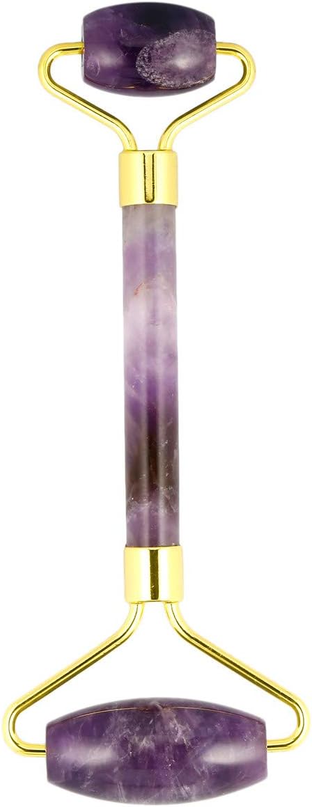 mookaitedecor Amethyst Stone Roller for Face Massage Neck, Anti-Aging Facial Massager with Double Rollers-VivaGrace Women