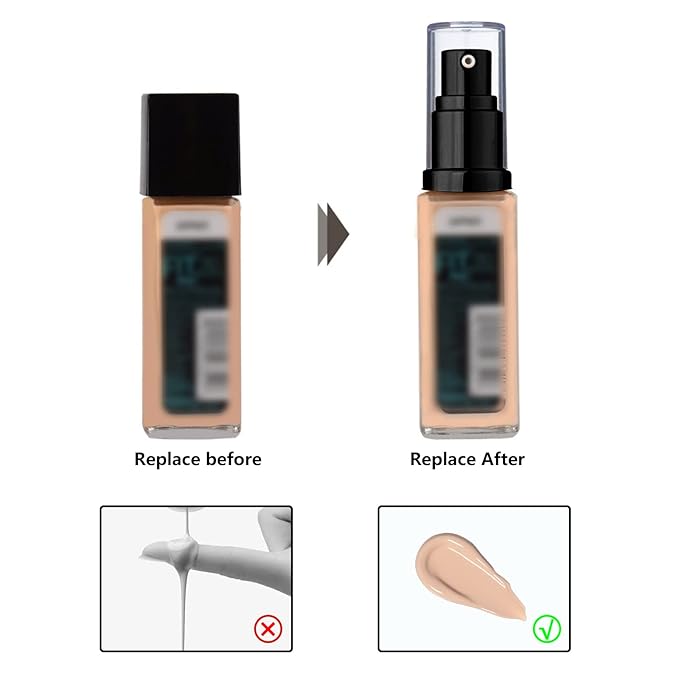 Chris.W 2Pack Foundation Pump Compatible with Maybelline Fit Me Liquid Foundation Makeup (Black+Black)-VivaGrace Women
