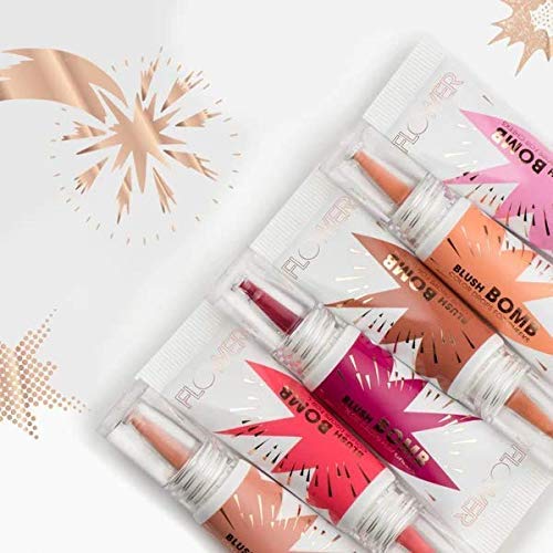 FLOWER Beauty By Drew Barrymore Liquid Blush Makeup Bomb Color Drops -Silky Lightweight Formula + Gel Cream Blush for Cheeks - Radiant + Glossy Finish - Buildable + Lightweight Formula - Cruelty-Free + Vegan (Melon)-VivaGrace Women
