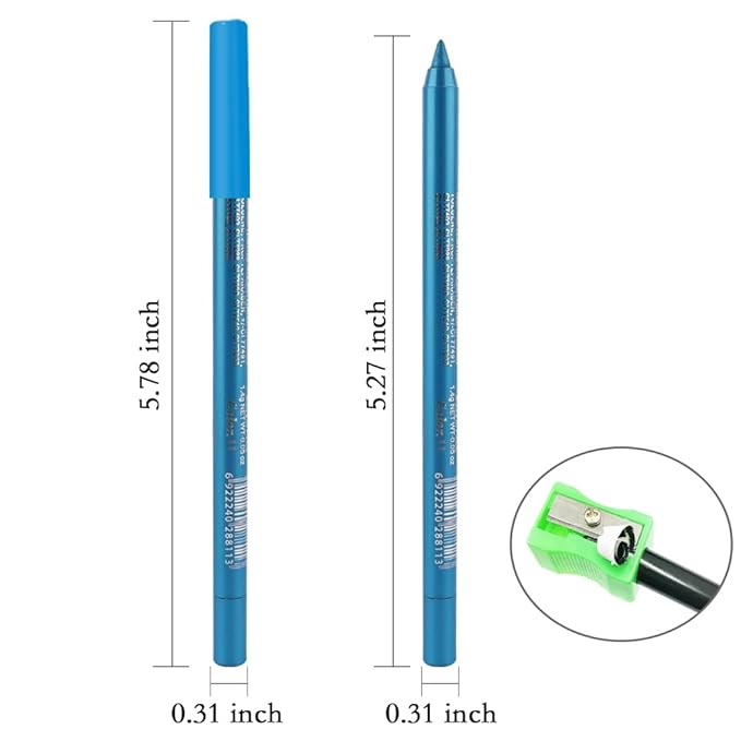 evpct Sea Blue Gel Eyeliner Pencil for Women Waterline Waterproof Smudge Proof Eye Makeup Liners, Blue Mascara Eye Liner Gel Liner Eyeliner with Sharpener delineador de ojos contra el agua 11