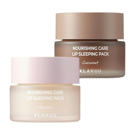 Klavuu Nourishing Care Lip Sleeping Pack (Vanila & Coconut) - Overnight Exfoliating & Nourishing Lip Treatment Balm for Dry Lips - Natural Moisturizing Lip Oil - Lip Balm to Repair & Protect Lips-VivaGrace Women