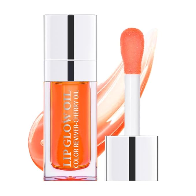 Plumping Lip Oil, Long Lasting Hydrating Lip Gloss Tinted Lip Balm Non-sticky Revitalizing, Tinting Lip Care Oil for Dry Lip (CORAL)-VivaGrace Women