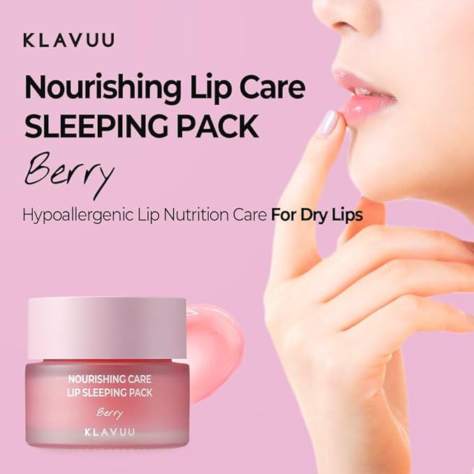 Klavuu Nourishing Care Lip Sleeping Pack(Berry & Berry) - Overnight Exfoliating & Nourishing Lip Treatment Balm for Dry Lips - Natural Moisturizing Lip Oil - Lip Balm to Repair & Protect Lips-VivaGrace Women