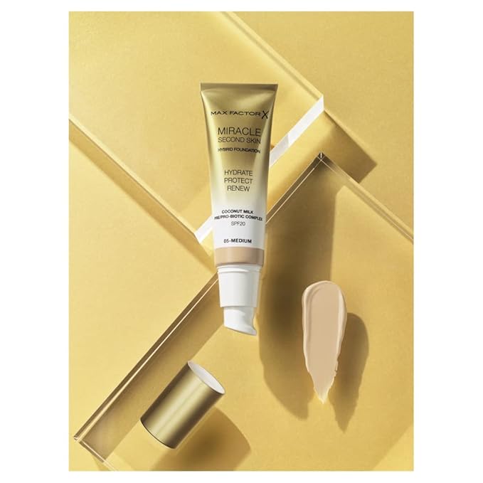 Max Factor Miracle Second Skin Foundation SPF 20-04 Light Medium Foundation Women 1.01 oz-VivaGrace Women