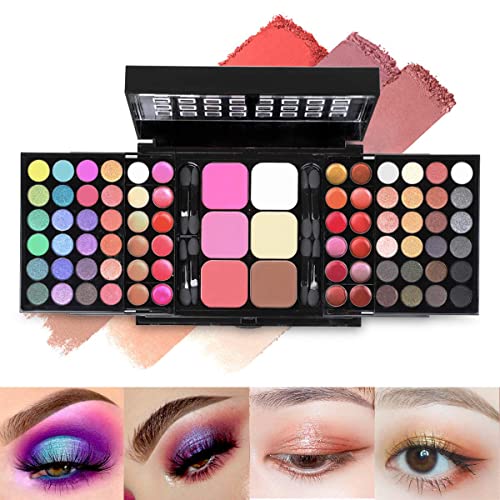 78 Colors Pink Cosmetic Make up Palette Set Kit Combination with Eyeshadows Lip Gloss Blusher Concealer Highlight powder,All-in-One Makeup Kit with Mirror-VivaGrace Women