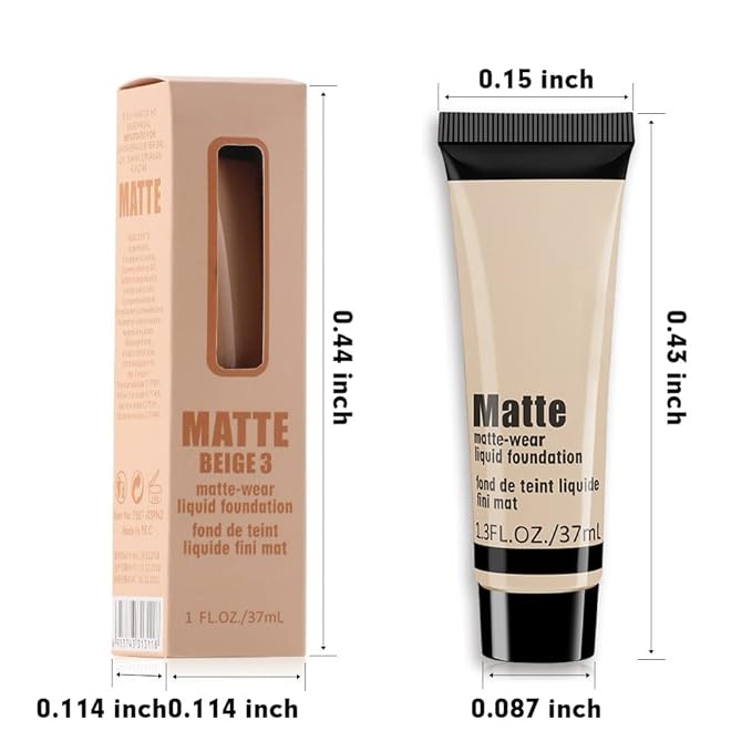 2 Pack Liquid Foundation Cream for Face Makeup,Durable Full Coverage Matte Concealer Make Up,Oil Control & Waterproof Base Primer -1+1 Fl.Oz-BEIGE 4#-VivaGrace Women