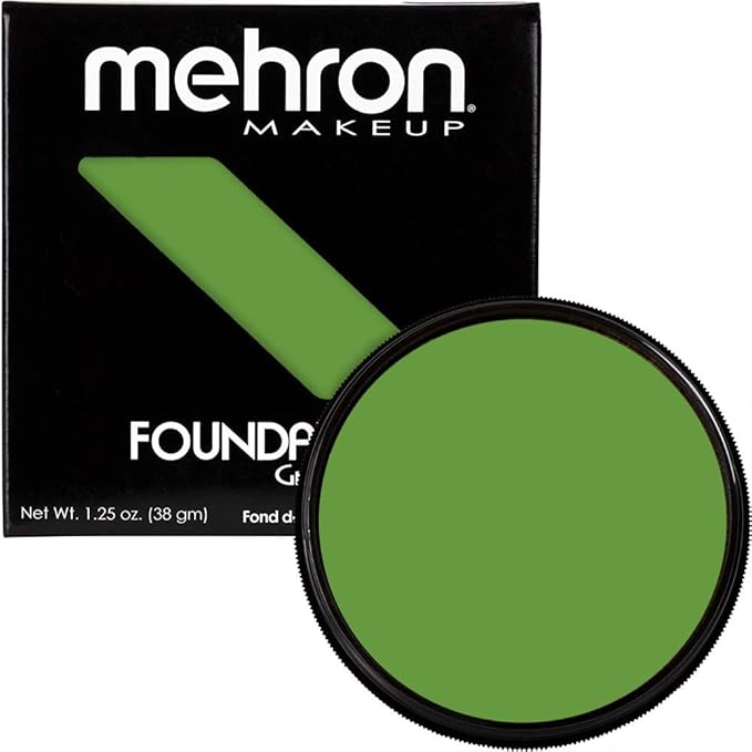 Mehron Makeup Foundation Greasepaint | Stage, Face Paint, Body Paint, Halloween Makeup 1.25 oz (38 g) (GREEN)-VivaGrace Women