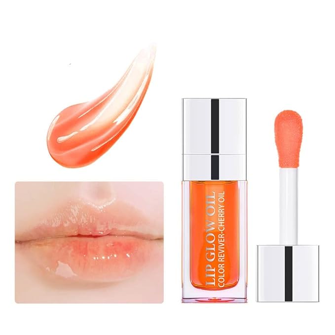 Lip Glow Oil, Care Of Lips Enjoy Lip Spa, Lip Color Oil, Hydrating Lip Balm, Lip Oil Gloss Tinted Hydrating Lip Care, Lip Lines Lip Crystal Jelly Moisturizing (004 Coral)-VivaGrace Women