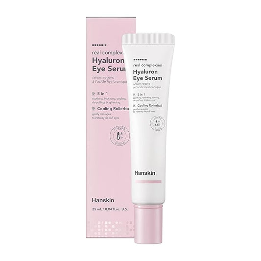Hanskin Real Complexion Hyaluron Eye Serum, 360° Eye Massage Applicator, De-Puff Moisturize Hydrate [25ml]-VivaGrace Women