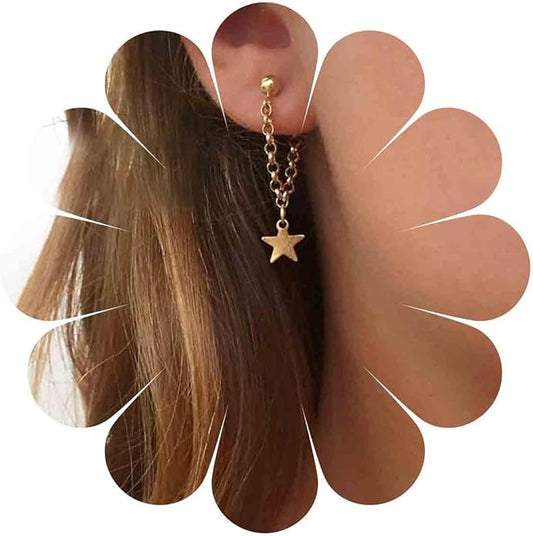 Boho Star Chain Earrings Gold Star Drop Dangle Earrings Drop Chain Star Studs Earrings Personlized Ear Threaders Earrings Jewelry for Women-VivaGrace Women