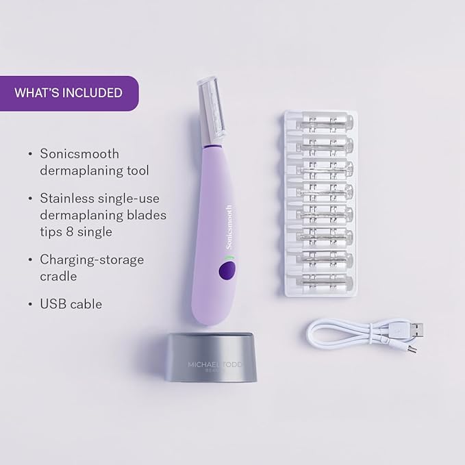 Michael Todd Beauty Sonicsmooth Dermaplane Razor for Women Face + Eyebrow trimmer Dermaplaning System - Peach Fuzz Remover - 8 Weeks of Dermaplaning Blades-VivaGrace Women