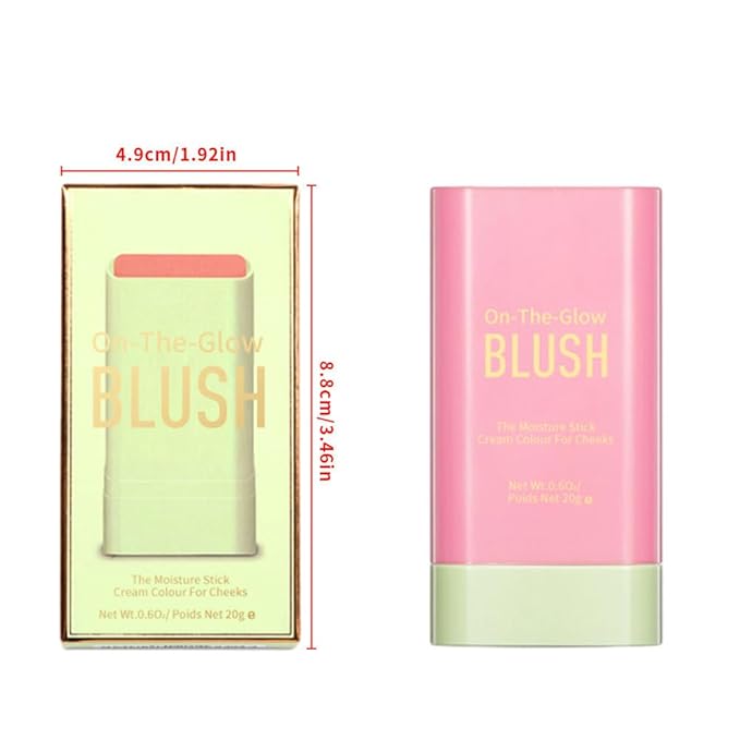 3-in-1 Cream Blush Stick for Cheeks Lips Eyes, Waterproof Natural Finish Tinted Makeup Stick, Hydrating Multi-Use Blush Balm-VivaGrace Women