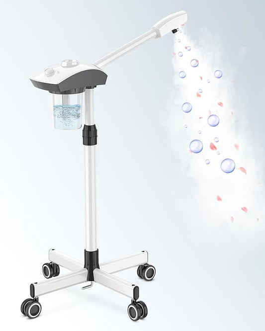 Kingsteam Professional Ozone Nano-Ionic Facial Steamer | Deep Cleansing Hydrating | Salon Home Spa Face Steamer | Pore Cleanser | 60-Min Timer | 360° Swivel | Esthetician Favorite Tool,White-VivaGrace Women