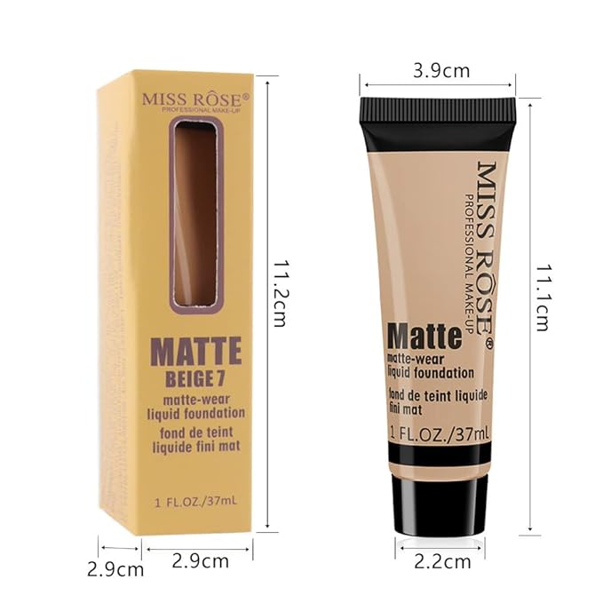 2 Pack Liquid Foundation Cream for Face Makeup,Durable Full Coverage Matte Concealer Make Up,Oil Control & Waterproof Base Primer -1+1 Fl.Oz (BEIGE 7#)-VivaGrace Women