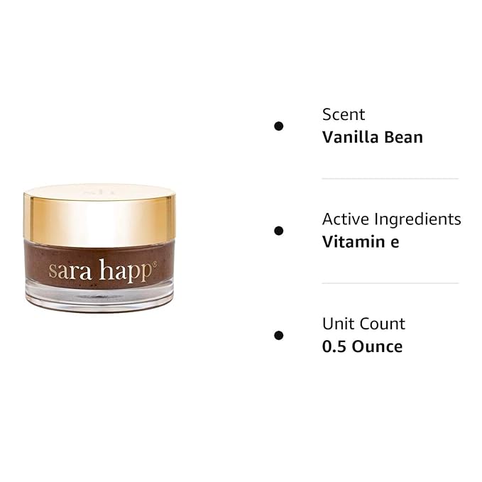 Sara Happ The Lip Scrub: Vanilla Bean Sugar Scrub for Dry Lips - Gently Exfoliate, Polish, and Revitalize Lips with Vitamin E and Jojoba & Grape Oils, Vegan, 0.5 oz.-VivaGrace Women