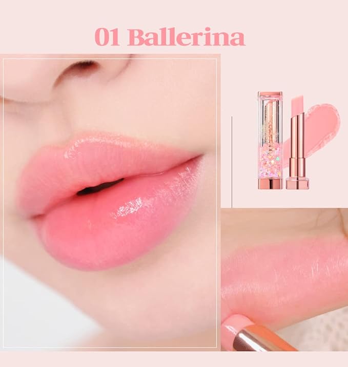 Sparkle Cute Lip Balm, Color Changing, Moisturizing, Shimmery Finish, #01 Ballerina-VivaGrace Women