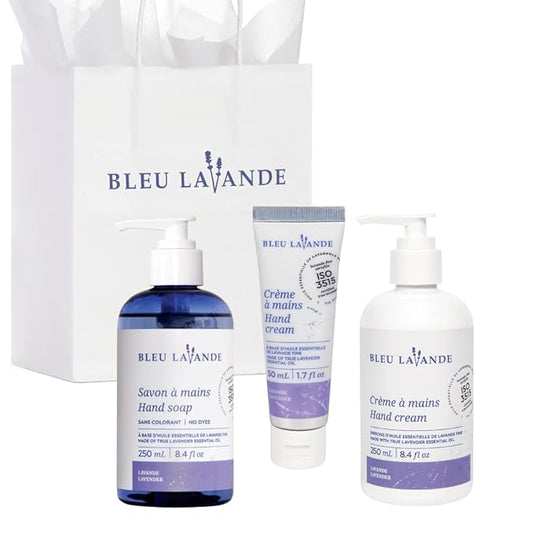 Bleu Lavande - Soothing Hand Care Aromatherapy Set – Lavender Hand Soap & Lavender Hand Creams – Infused with Premium and 100% Pure Lavender Essential Oil - Natural & Vegan Lavender Products-VivaGrace Women