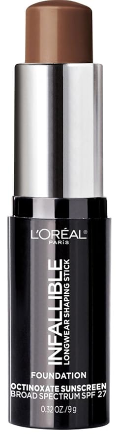 L'Oreal Paris Makeup Infallible Longwear Shaping Stick Foundation, 412 Espresso, 1 Tube, 0.32 Ounce-VivaGrace Women