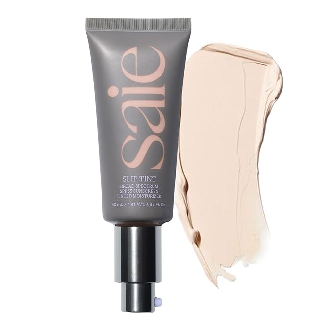Saie Slip Tint Tinted Moisturizer with SPF 35 - Light Coverage, Glowy Skin Tint & Mineral Sunscreen for Face with Hydrating Hyaluronic Acid - Summer Makeup Essential - Shade One (1.35 oz)-VivaGrace Women