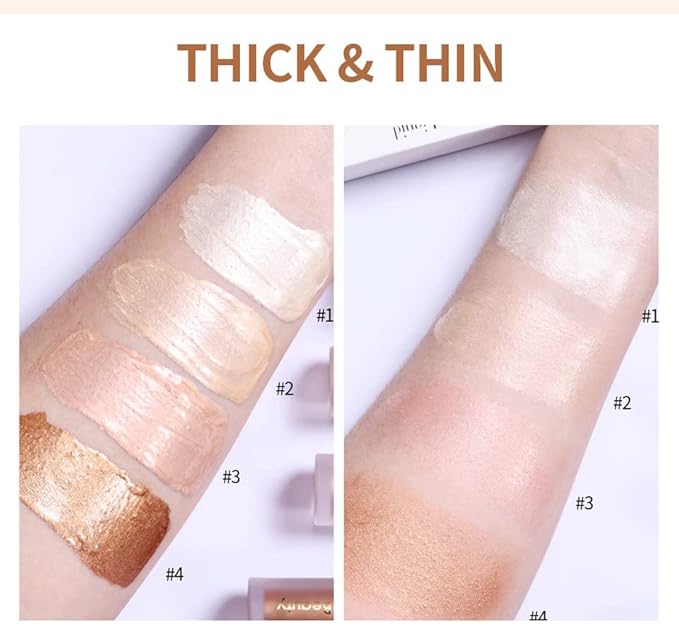Unyoke Liquid Highlighter Stick, Matte Finish, Cream Formula, 02#, Waterproof, Full Coverage, Body & Face Makeup-VivaGrace Women