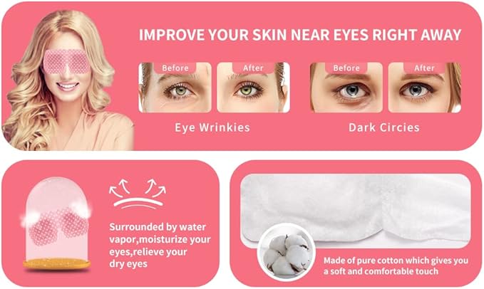 18 Packs Steam Eye Mask for Dry Eyes Dark Circles and Puffiness Tired Eyes, Disposable Self Heating Eye Mask for Stress Relief Relief Eye Fatigue-VivaGrace Women