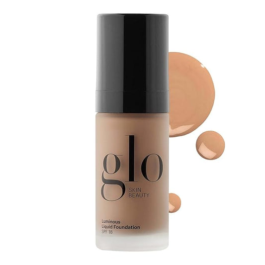 Glo Skin Beauty Luminous Liquid Mineral Foundation Makeup with SPF 18 (Café) - Improves Uneven Skin Tone, Smooths & Corrects Imperfections, Sheer to Medium Coverage, Dewy Finish-VivaGrace Women