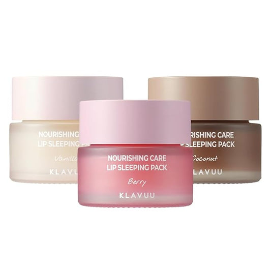 Klavuu Nourishing Care Lip Sleeping Pack(Vanila & Coconut & Berry)-Overnight Exfoliating & Nourishing Lip Treatment Balm for Dry Lips - Natural Moisturizing Lip Oil - Lip Balm to Repair-VivaGrace Women