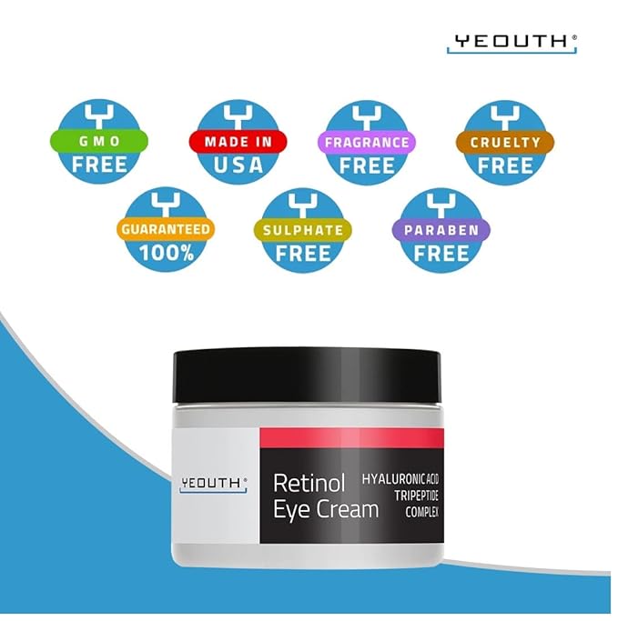 YEOUTH Retinol Eye Cream with Hyaluronic Acid, Hydrating Under Eye Cream for a Refreshed Appearance, Retinol Cream for Face, Eye Care 2oz-VivaGrace Women