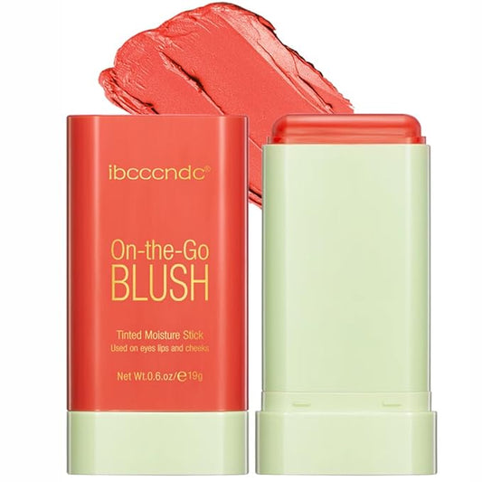 Blush Stick Matte Finish Waterproof Long Lasting Pink Red Cheek Lip Make-up Multi Lip Tint Stick Highlighter High Pigment Rouge Blush for Women Lady Daily Lip Cheek Make (3#coral orange)-VivaGrace Women
